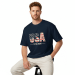 Unisex organic oversized high neck t-shirt - USA - Image 2