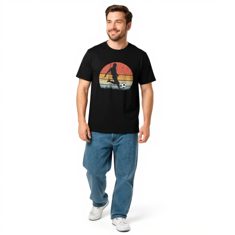 Unisex organic ribbed neck t-shirt retro vintage soccer style, 100% organic cotton, regular fit.