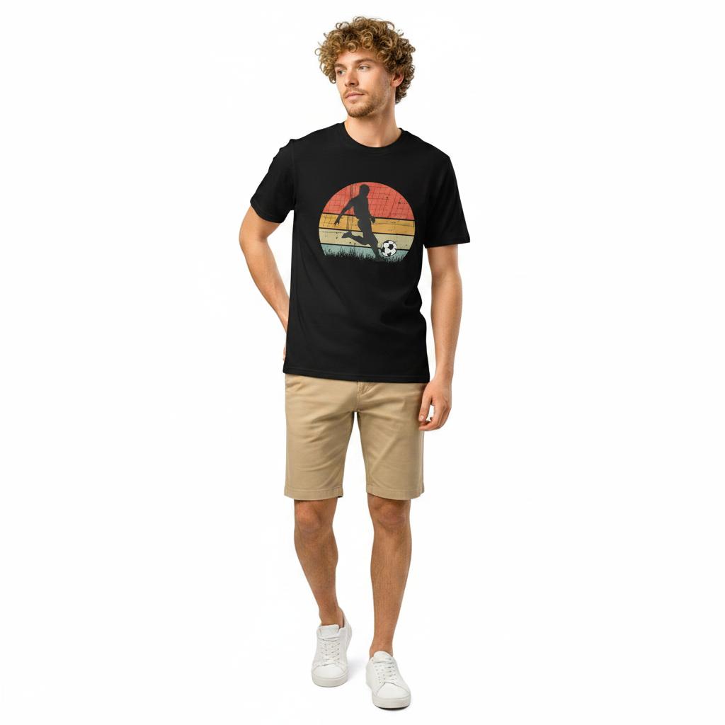 Unisex organic ribbed neck t-shirt - Retro Vintage Soccer - Image 2