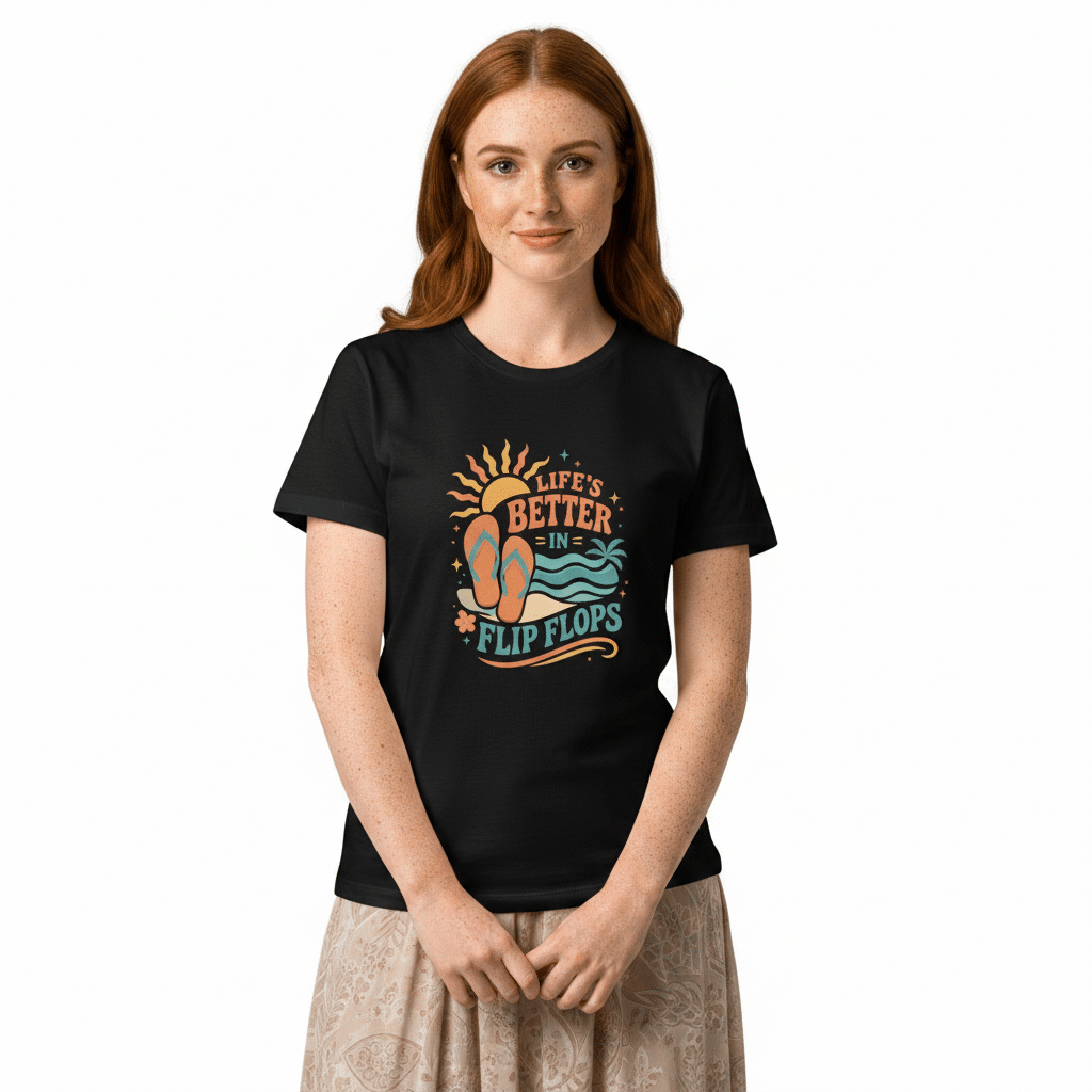 Women’s basic softstyle t-shirt - Life Is Better In Flip Flops - Image 3