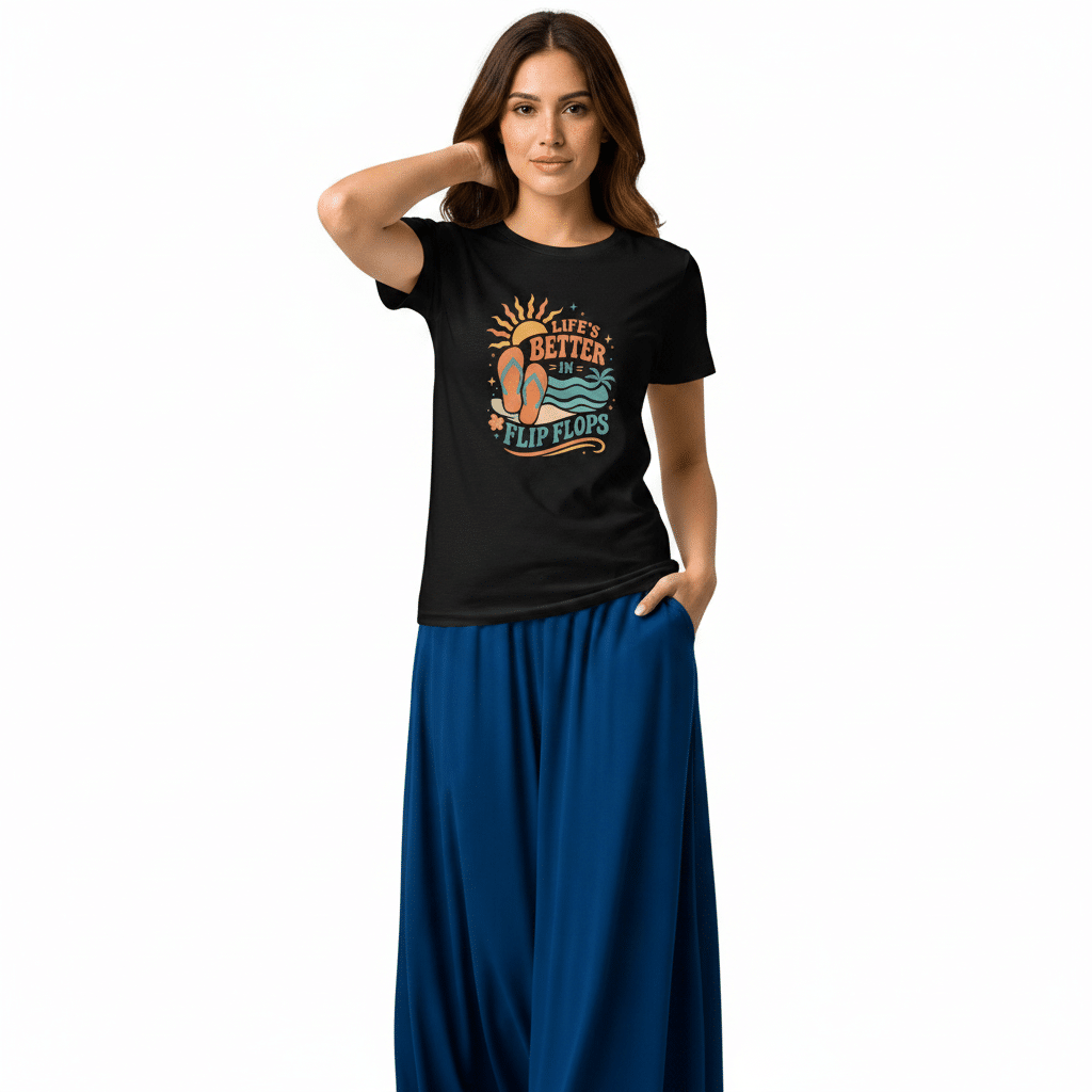 Women’s basic softstyle t-shirt - Life Is Better In Flip Flops - Image 2