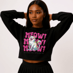 Women’s relaxed hoodie -Meow - Image 2