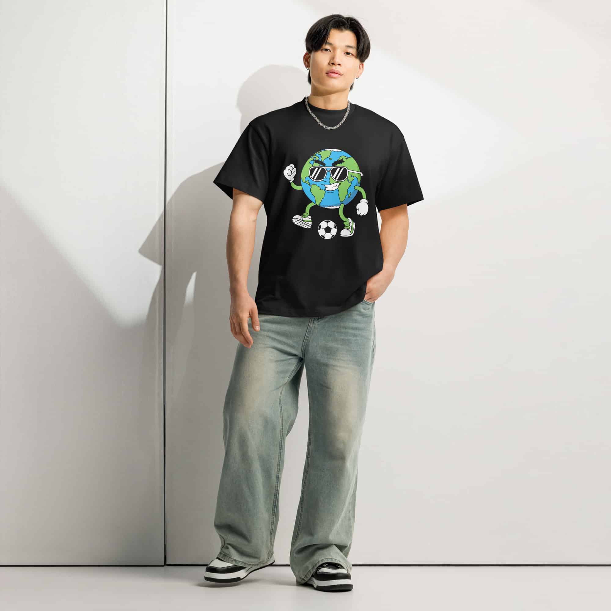 mens-box-tee-black-front-6a3149328918b.jpg Men’s box tee - Cool Earth Soccer Player - Image 1