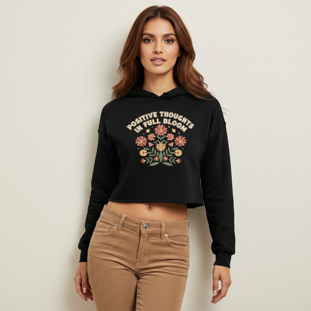 Crop_Hoodie_-_Positive_Thoughts_In_Full_Bloom_realmodel_20260722_000313 Crop Hoodie - Positive Thoughts In Full Bloom - Image 1