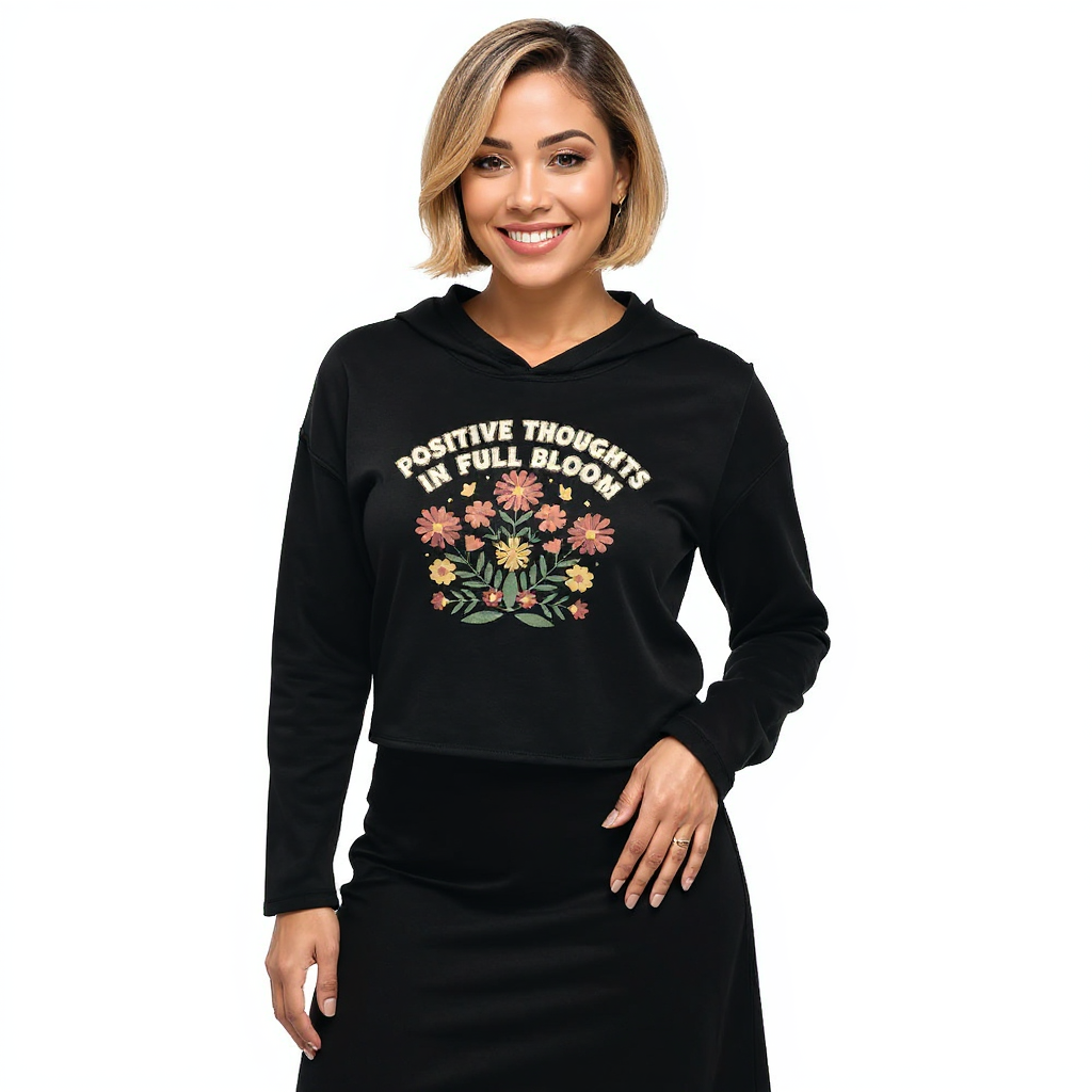 Crop Hoodie - Positive Thoughts In Full Bloom - Image 3