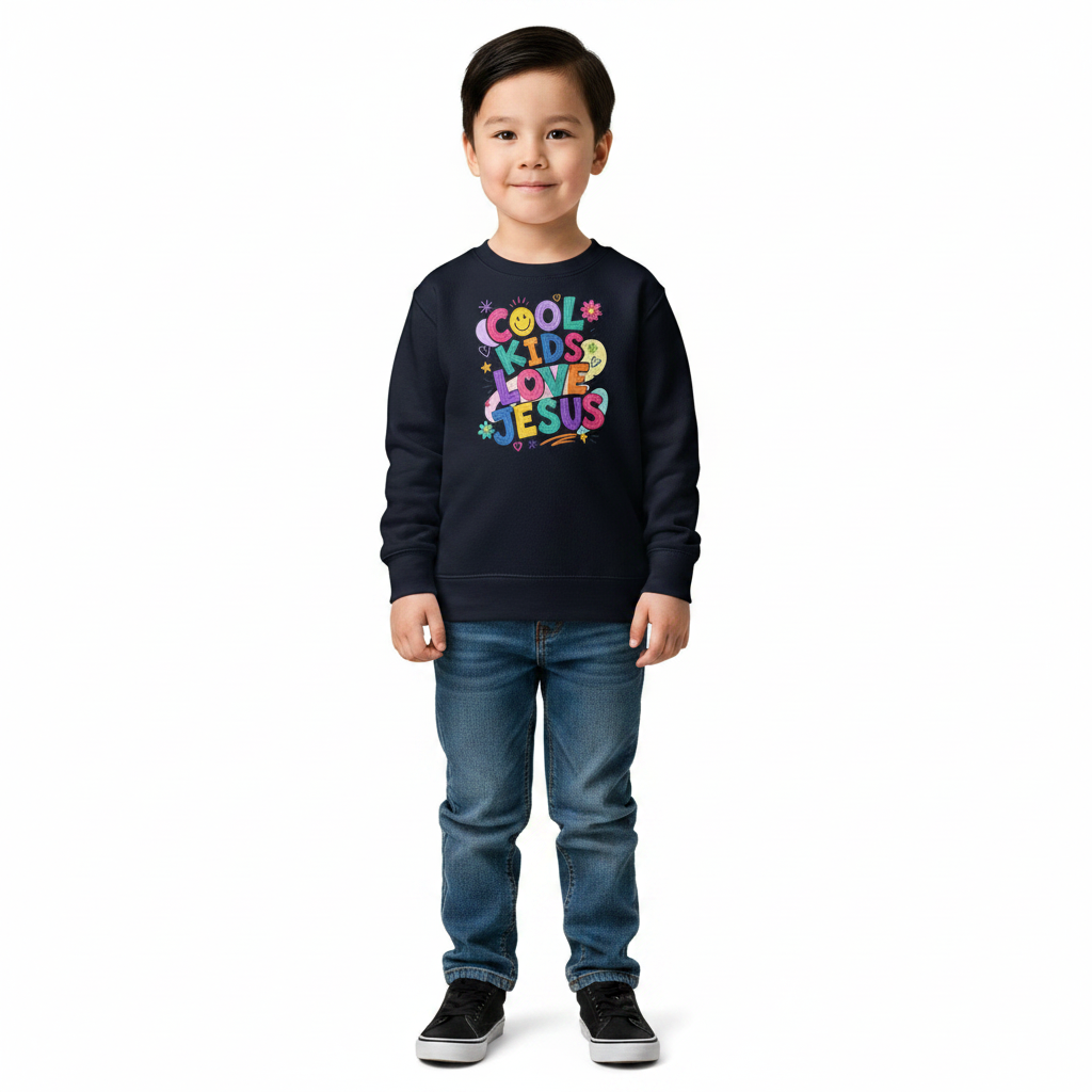 Kids crew neck sweatshirt - Cool Kids Love Jesus - Image 3