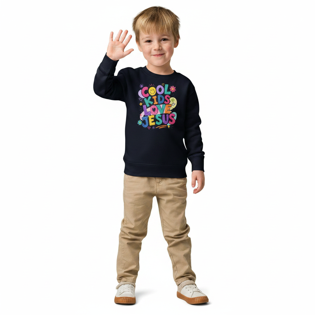 Kids crew neck sweatshirt - Cool Kids Love Jesus - Image 2