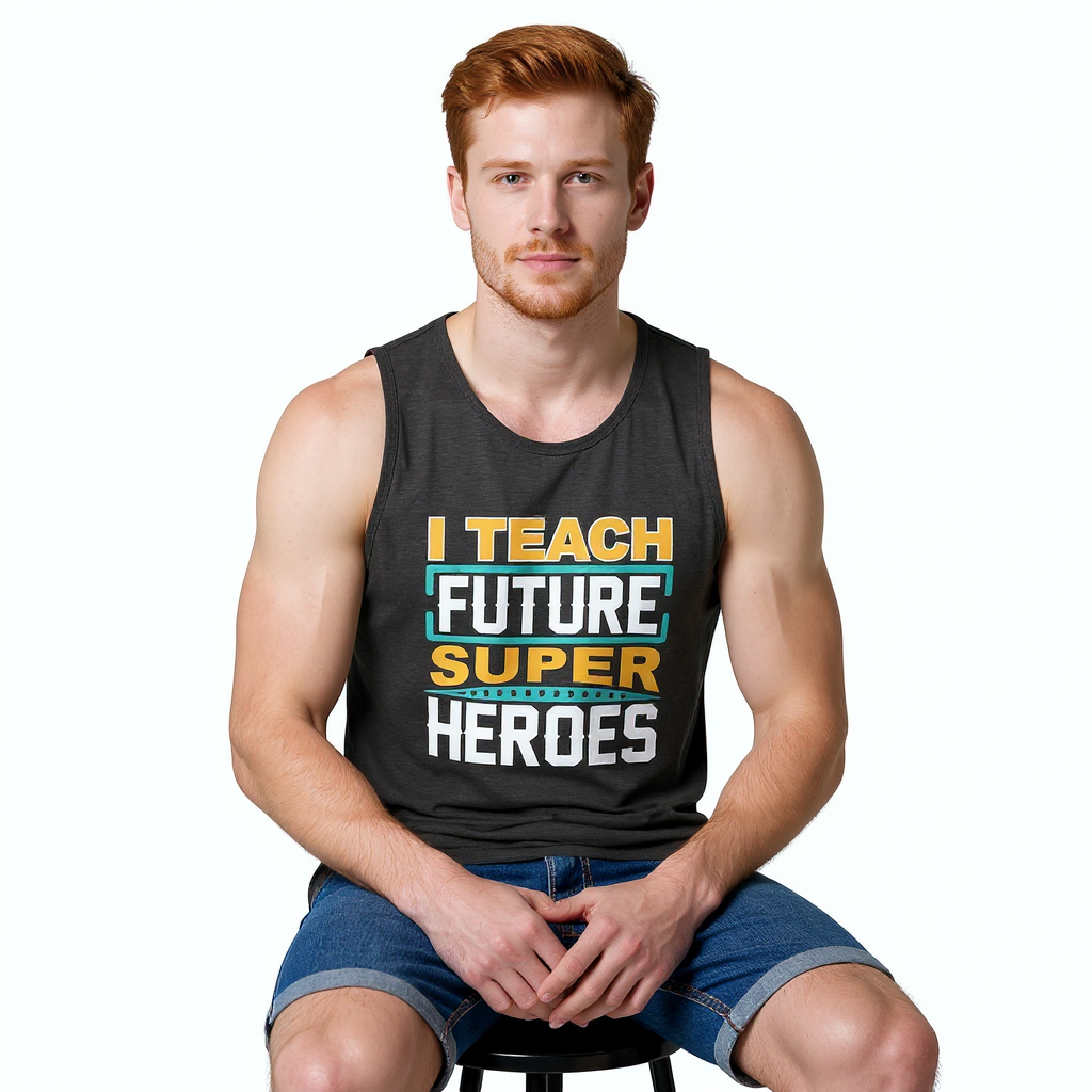 Mens_premium_tank_top_-_I_Teach_Future_realmodel_20260726_085312 Men’s premium tank top - I Teach Future - Image 1