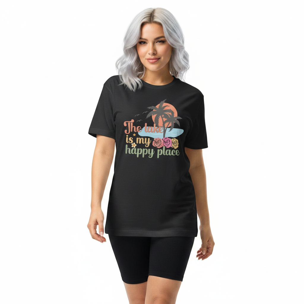 Unisex Fitted T-Shirt - Next Level 6210 - The Lake Is My Happy Place - Image 3