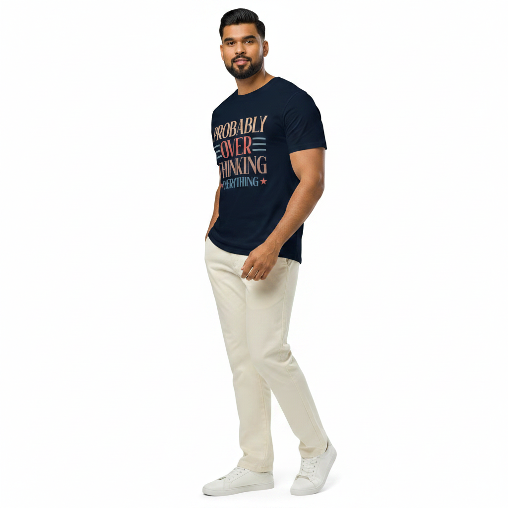 Unisex organic mid-light t-shirt - Probably Over Thinking Everything - Image 3