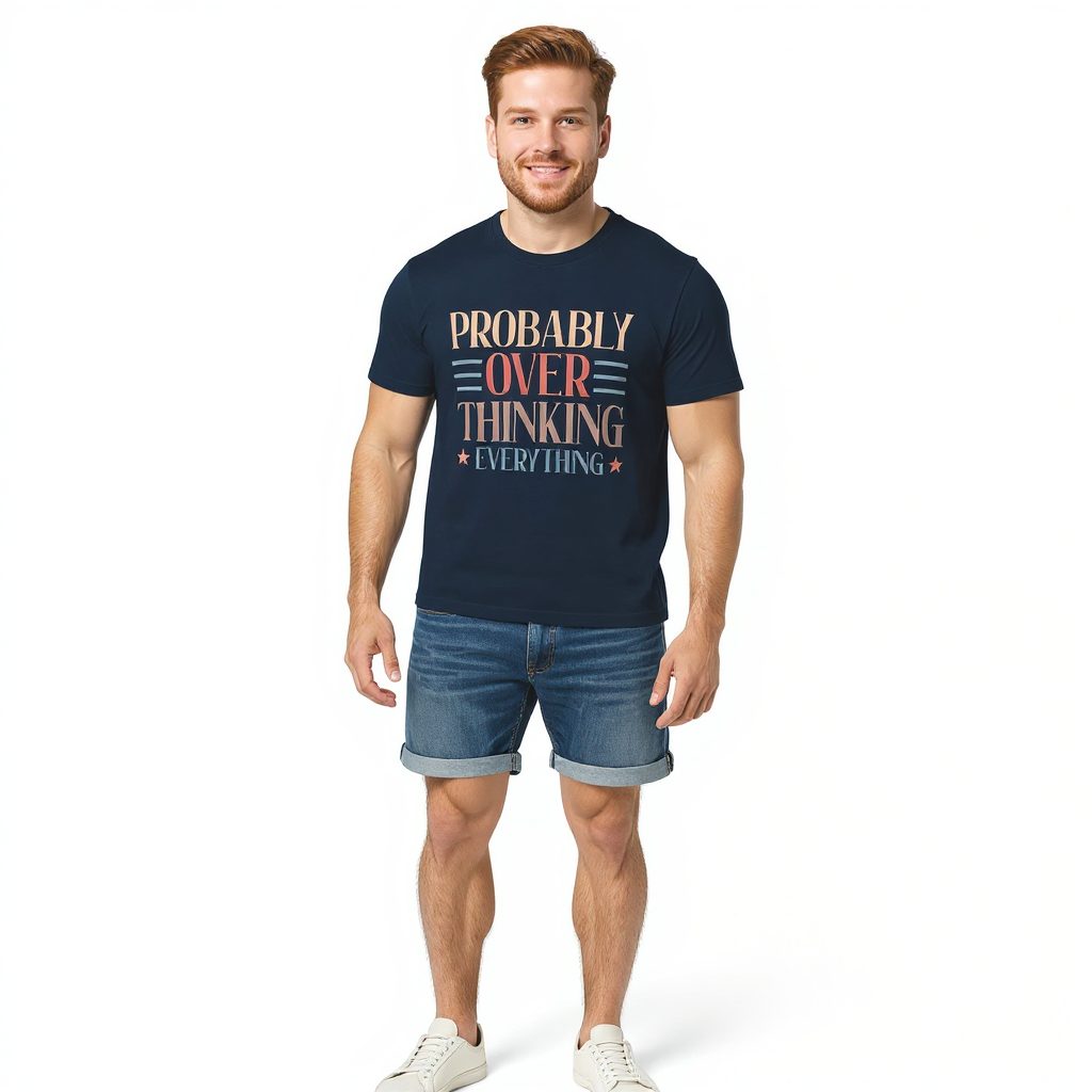 Unisex organic mid-light t-shirt - Probably Over Thinking Everything - Image 2
