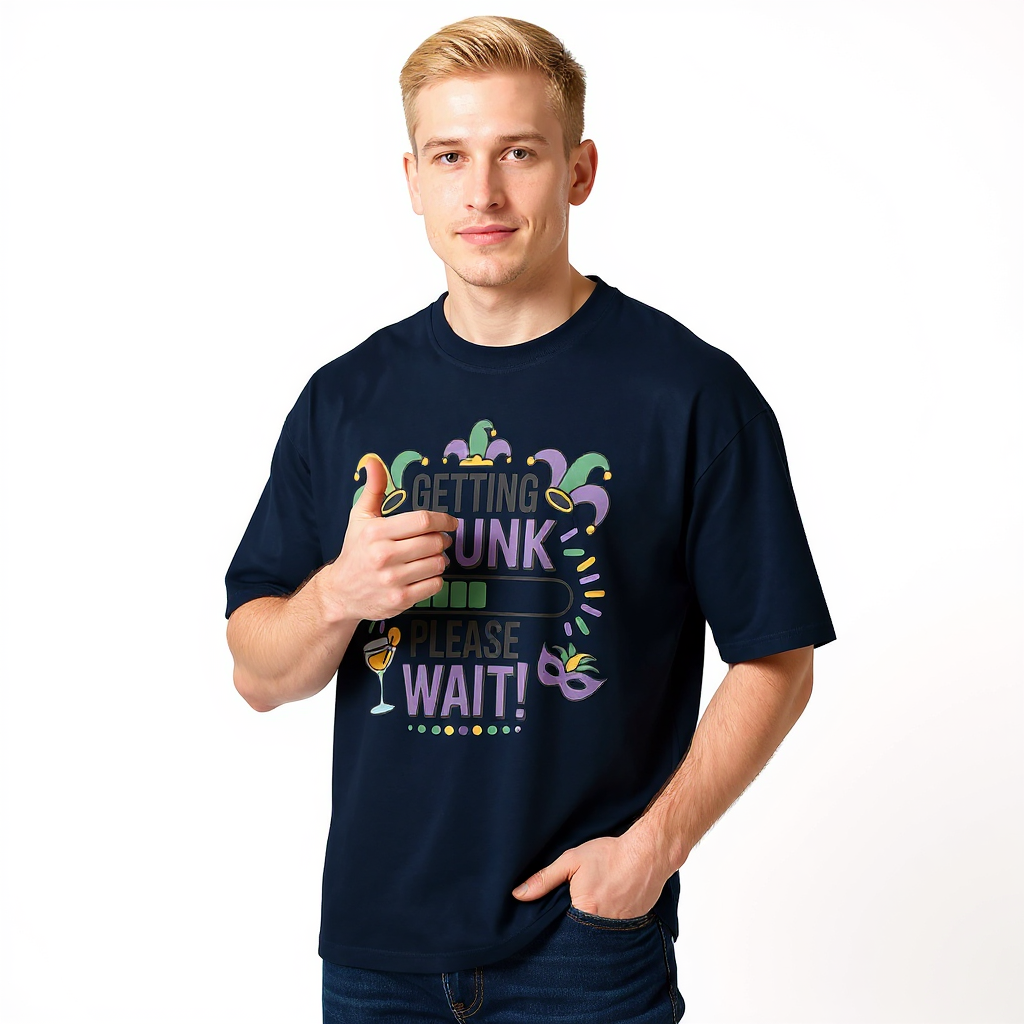 Unisex organic oversized high neck t-shirt - Getting Drunk - Image 3