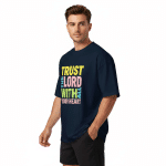 Unisex organic oversized high neck t-shirt - Trust In The Lord-shirt - Image 3