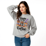 Unisex organic oversized sweatshirt - Scary Til I Get Coffee - Image 3