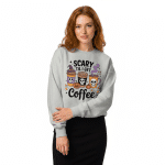 Unisex organic oversized sweatshirt - Scary Til I Get Coffee - Image 2