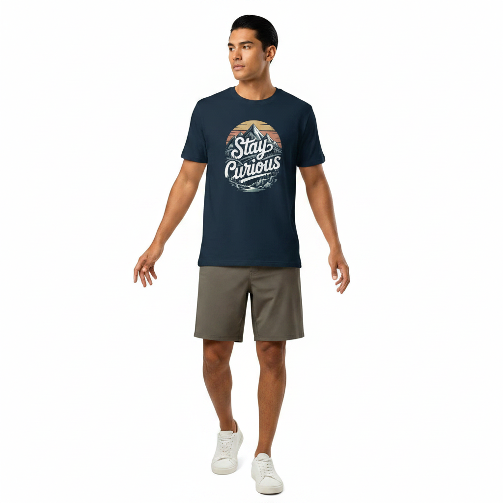 Unisex organic ribbed neck t-shirt - Stay Curious - Image 2