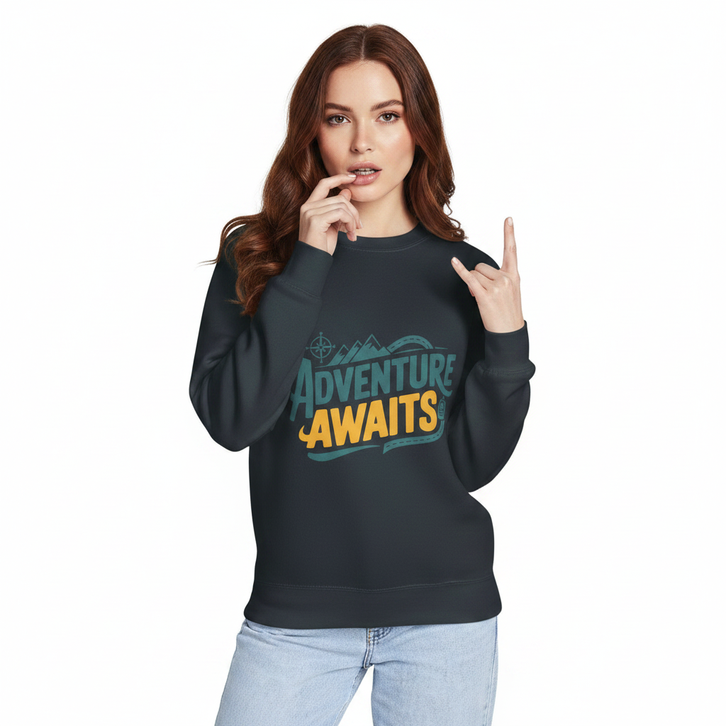 Unisex premium crew neck sweatshirt - Adventure Awaits - Image 3
