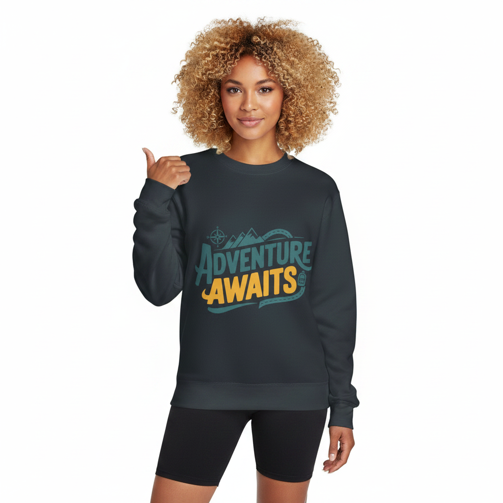 Unisex premium crew neck sweatshirt - Adventure Awaits - Image 2