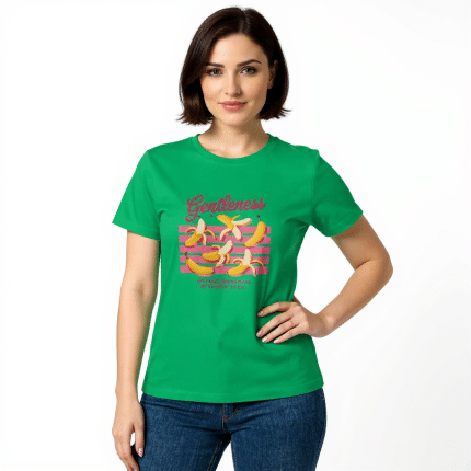 Women’s softstyle semi-fitted tee in ring-spun cotton, feature side seams, rib collar, taped neck, ideal for layering or daily wear