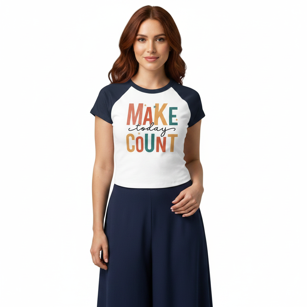 Women’s micro rib raglan baby tee - Make Today Count - Image 2