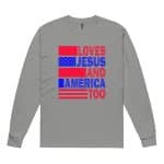 Garment-dyed heavyweight long-sleeve shirt - Love Jesus And America Too - Image 15