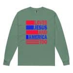 Garment-dyed heavyweight long-sleeve shirt - Love Jesus And America Too - Image 14