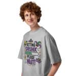 Unisex organic oversized high neck t-shirt - Getting Drunk - Image 8