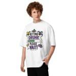 Unisex organic oversized high neck t-shirt - Getting Drunk - Image 11