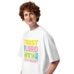 Unisex organic oversized high neck t-shirt - Trust In The Lord-shirt - Image 10
